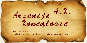 Arsenije Končalović vizit kartica